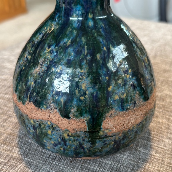 Vintage Ceramic Vase - Blue and Brown - Picture 2 of 9